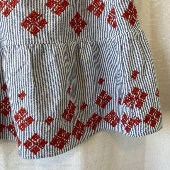 Club Monaco Skirt Blue White Striped Red Embroidered Size Medium 100% Cotton - Picture 7 of 10